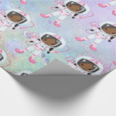 Astronaut girl Outer Space Cadeaupapier (Hoek)