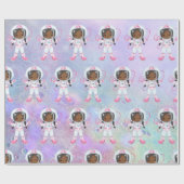 Astronaut girl Outer Space Cadeaupapier (Vlak)