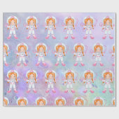 Astronaut girl Outer Space Cadeaupapier (Vlak)