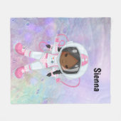Astronaut girl Outer Space Fleece Deken (Voorkant (Horizontaal))