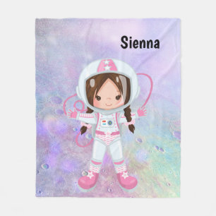 Astronaut girl Outer Space Fleece Deken