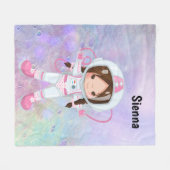 Astronaut girl Outer Space Fleece Deken (Voorkant (Horizontaal))