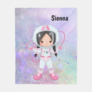 Astronaut girl Outer Space Fleece Deken