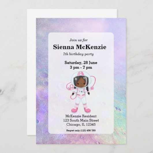 Astronaut girl Outer Space Kaart (Voorkant / Achterkant)