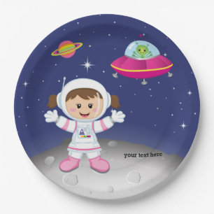 Astronaut girl papieren bordje
