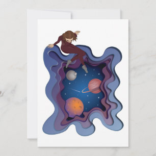 Astronaut Girl Space Gazing