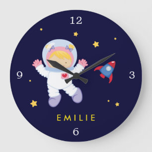 Astronaut Girl Space Thema Grote Klok