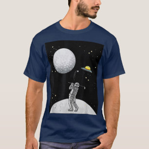 Astronaut Golfing Space UFO Cool Galay Golf T-shirt