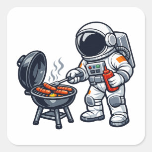 Astronaut Grillen Vierkante Sticker