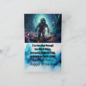Astronaut Happy Birthday Gevouwen Wenskaart Kaart (Binnen)