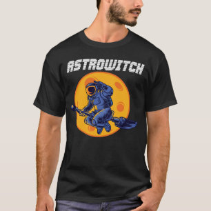 Astronaut heks die over de maan vliegt t-shirt