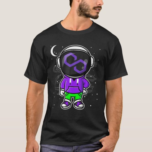 Astronaut Hiphop Polygon Matic Coin to Moon Cr T-shirt (Voorkant)