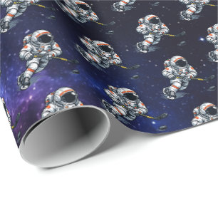 Astronaut Hockey Cadeaupapier