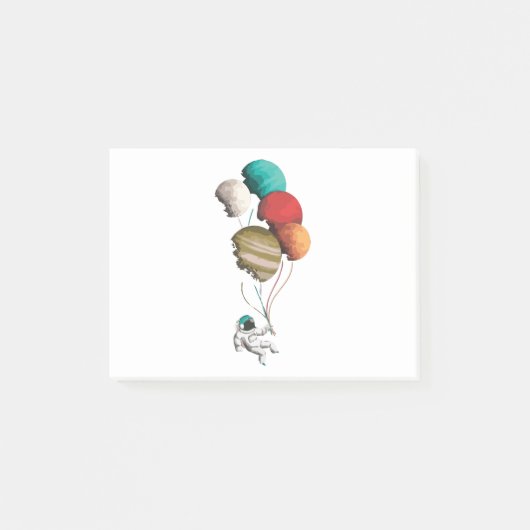 Astronaut Holding Planet Balloons Solar System Post-it® Notes (Voorkant)