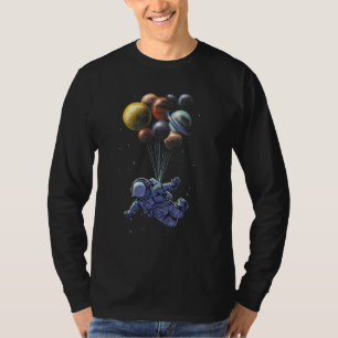 Astronaut Holding Planet Balloons Solar System Spa T-shirt
