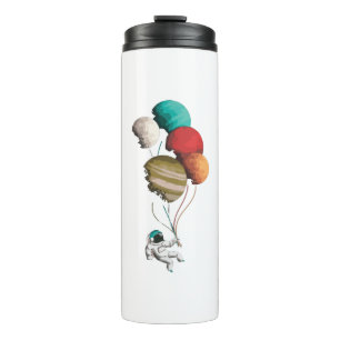 Astronaut Holding Planet Balloons Solar System Thermosbeker