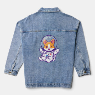 Astronaut Hond Schattige Hond Design Sweatshirt Denim Jacket