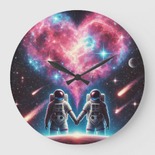 Astronaut houdt van Galaxy Wall Clock Grote Klok