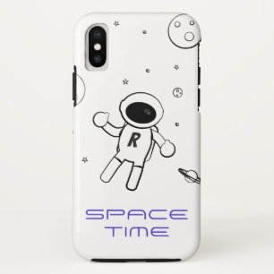 Astronaut in de ruimte - kettingkunst in zwart-wit iPhone x hoesje