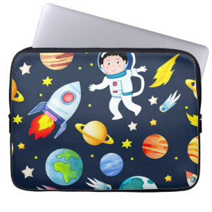 Astronaut in de ruimte planeten en raketten patroo laptop sleeve