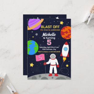 Astronaut in de ruimte verjaardagsuitnodiging kaart