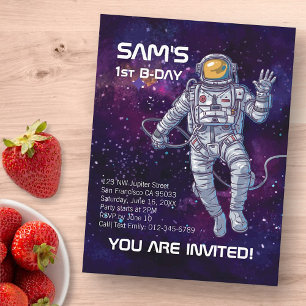 Astronaut in de ruimte Waterverf Sterren & Galax Uitnodiging Briefkaart