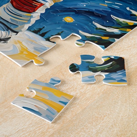 Astronaut in het winterbos legpuzzel (Zijkant)