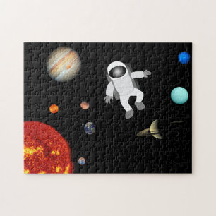 Astronaut in het zonnestelsel legpuzzel