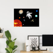 Astronaut in het zonnestelsel poster (Thuiskantoor)