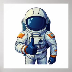 astronaut in ruimtepak die duim omhoog steekt poster