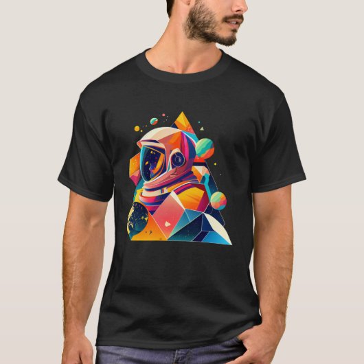 Astronaut in Space Aesthetic Wave Planet Eclipse   T-shirt (Voorkant)