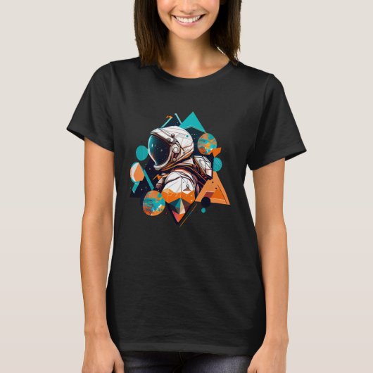 Astronaut in Space Aesthetic Wave Planet Eclipse T-shirt (Voorkant)