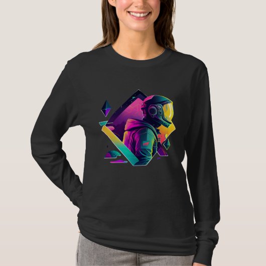 Astronaut in Space Aesthetic Wave Planet Eclipse T-shirt (Voorkant)