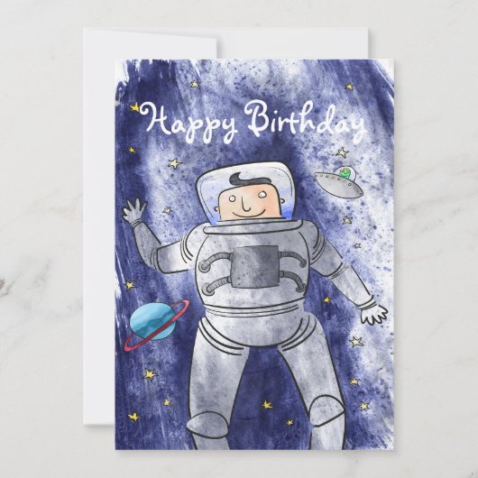 Astronaut in Space Birthday Card Kaart (Voorkant)