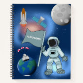 Astronaut in Space Galaxy Persoonlijke naam Notitieboek (Voorkant)