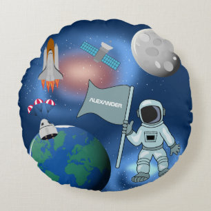 Astronaut in Space Galaxy Persoonlijke naam Rond Kussen