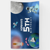 Astronaut in Space Galaxy Theme Birthday Party Spandoek (Verticaal)