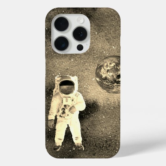 Astronaut in Space Planet Earth Sepia Case-Mate iPhone Case (Achterkant)