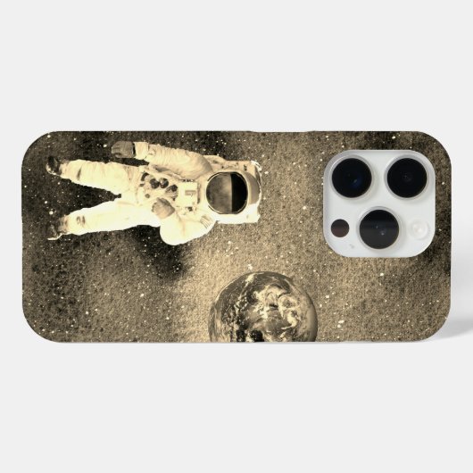 Astronaut in Space Planet Earth Sepia Case-Mate iPhone Case (Achterkant (horizontaal))