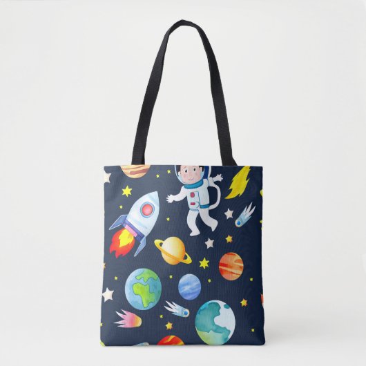 Astronaut in Space Planets and Rockets Pattern Draagtas (Voorkant)