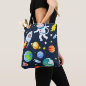 Astronaut in Space Planets and Rockets Pattern Draagtas (Dichtbij)