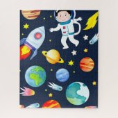 Astronaut in Space Planets and Rockets Pattern Legpuzzel (Verticaal)