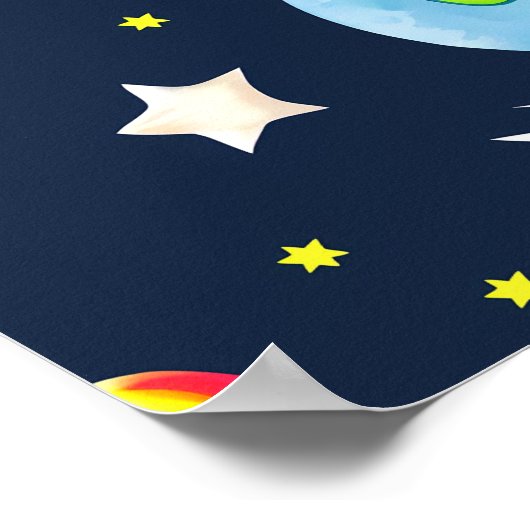 Astronaut in Space Planets and Rockets Pattern Poster (Hoek)