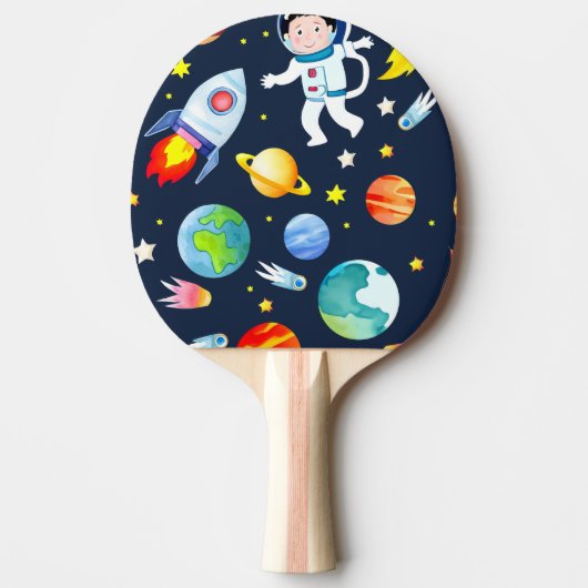 Astronaut in Space Planets and Rockets Pattern Tafeltennisbatje (Voorkant)