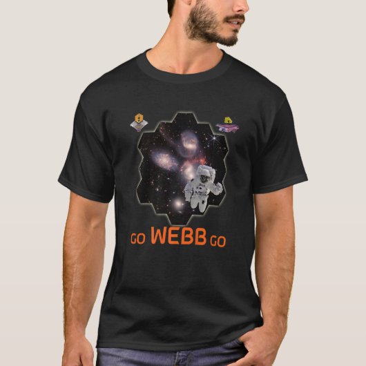 Astronaut in Stephanu2019s Quintet Webb Space Tele T-shirt (Voorkant)