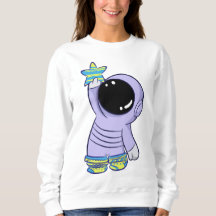 Astronaut in verschillende sokken sweatshirt
