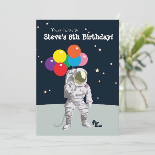 Astronaut Invitation de fête d'anniversaire (Debout devant)