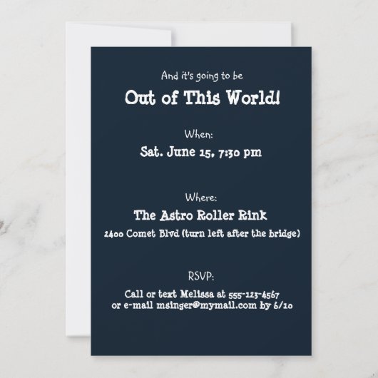 Astronaut Invitation de fête d'anniversaire (Dos)