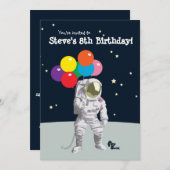 Astronaut Invitation de fête d'anniversaire (Devant / Derrière)