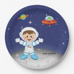 Astronaut jongen papieren bordje